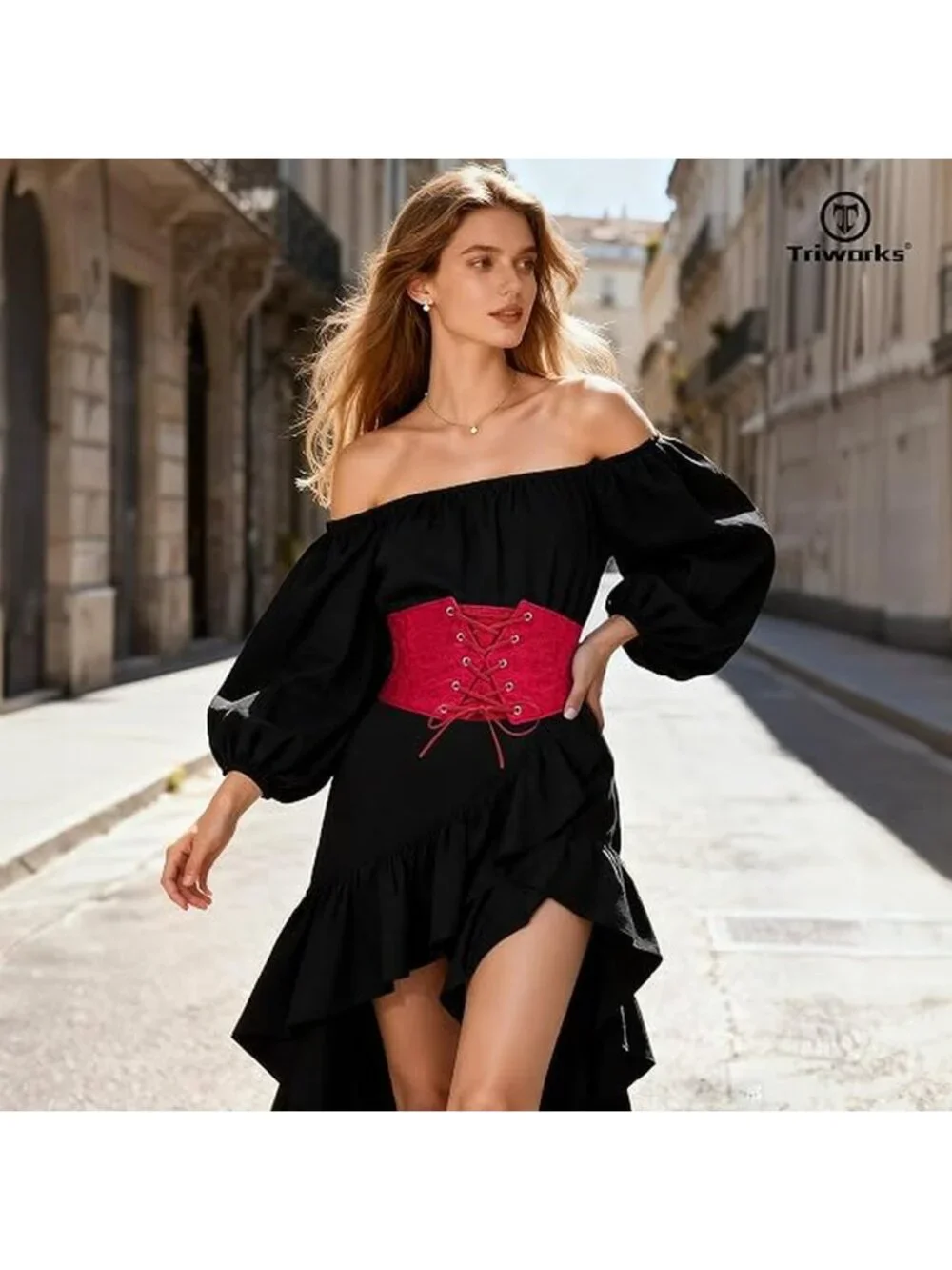 Women Waist Belt Corset Lace Up Tied Elastic Wide Belt for Dresses Halloween